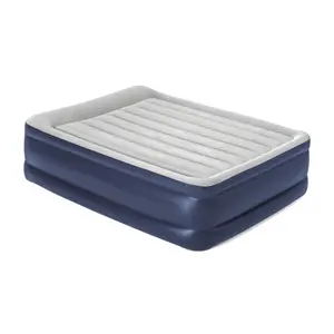 Hi-Gear High Rise Flock King Size Inflatable Air Bed with Inbuilt Pump