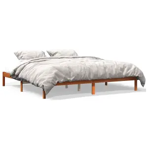 Berkfield Bed Frame without Mattress Wax Brown 200x200 cm Solid Wood Pine