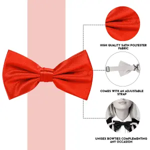 Red Satin Polyester Bow Tie for Casual & Formal Wear, Wedding Party Accessory