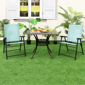 Costway Set of 4 Patio Folding Dining Chairs Outdoor Portable Sling Back Chairs