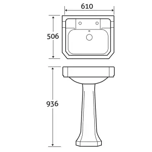 Violet Traditional White Close Coupled Toilet & Full Pedestal Basin Set