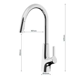 GoodHome Guntur Chrome-plated Kitchen Side lever pull out Sensor Tap