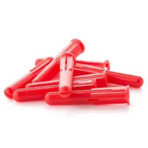 Maxifix 100pc 6mm Red Plastic Wall Plugs