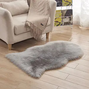 Grey Irregular Soft Shaggy Rug Kids Rooms Decor Floor Rugs 60 x 90 cm