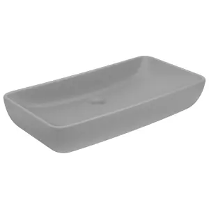 Berkfield Luxury Basin Rectangular Matt Light Grey 71x38 cm Ceramic