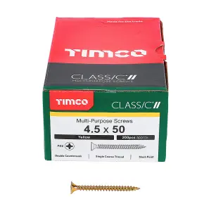 TIMCO Classic Multi-Purpose Countersunk Gold Woodscrews - 4.5 x 50 (200pcs)