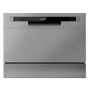 Baridi Compact Tabletop Dishwasher 6 Place Settings, 6 Programmes - Silver