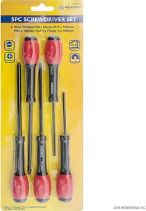 5Pc Screwdriver Set Flat Magnetic Handle Construction Diy Hand Tool Grip