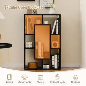 Costway 7-Cube Bookcase Wooden Storage Geometric Bookshelf Corner Decorative Display Shelf