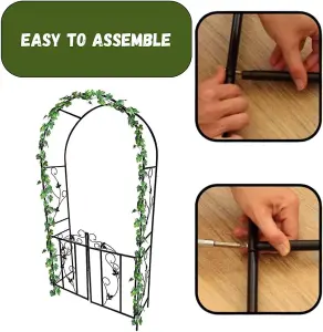 Heavy Duty Garden Arbour Steel Frame Garden Arch - Large, Strong Weather Resistant Metal