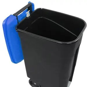 80 Litre Wheelie Bin with Foot Pedal - Blue Lid