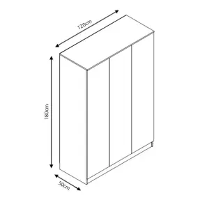 Stora 3 Door Triple Wardrobe Large High Gloss White