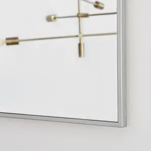 Alcantera Rectangle Metal Frame Wall Mirror Simple and Elegant Modern Design Silver / 120cm H x 80cm W