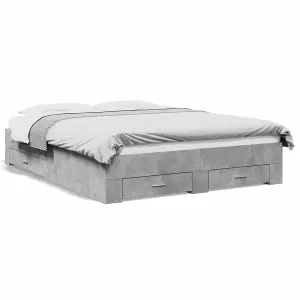 Berkfield Bed Frame with Drawers without Mattress Concrete Grey 160x200 cm