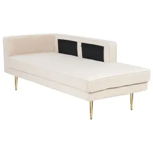 Left Hand Velvet Chaise Lounge Beige MIRAMAS