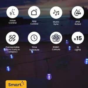 ValueLights Outdoor RGBIC Smart Festoon Lights, IP65 Waterproof String Lights, with App Control and Music Sync