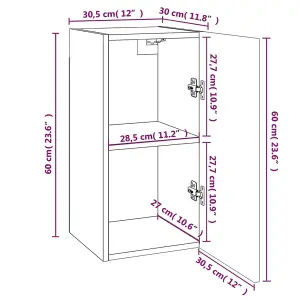 Berkfield TV Cabinets 4 pcs Smoked Oak 30.5x30x60 cm Engineered Wood