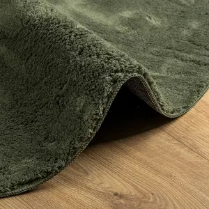 Rug HUARTE Short Pile Soft and Washable Forest Green 80 cm