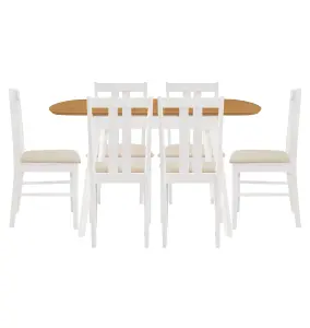 Hallowood Furniture Aston Butterfly Extending Table with 6 Chairs (2 Tone Colour)