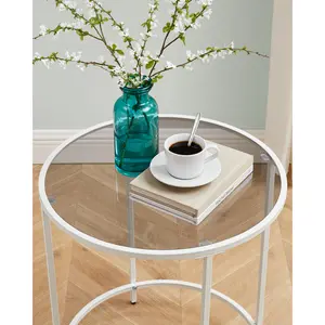 Deckland Side Table Pearl White / Slate Grey