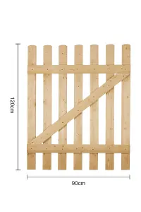 Freestanding Wood Fence Partition for Home Yard, Pine Wood Outdoor Gate Fence Gate with Latch H 120 cm