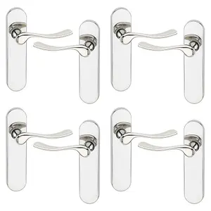 URBNLIVING 174mm Length 8 Pcs Berkshire Metal & Polished Nickel Lever Latch Door Plain Handle Set