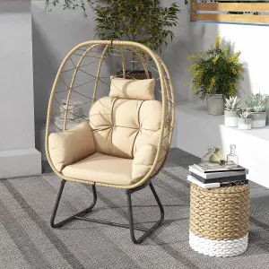 Costway PE Wicker Egg Chair Indoor Outdoor Lounge Chair Patio Basket Chair