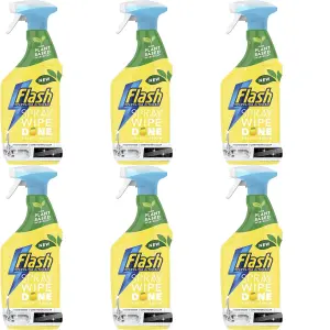 Flash Spray Wipe Done Kitchen Crisp Lemon 800ml (Pack of 6)