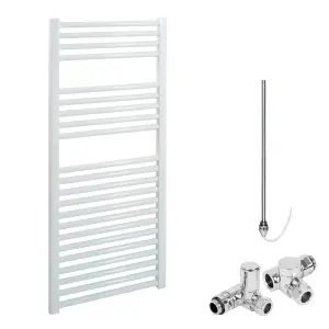 Bray Dual Fuel Heated Towel Rail, Straight, White - W300 x H800 mm