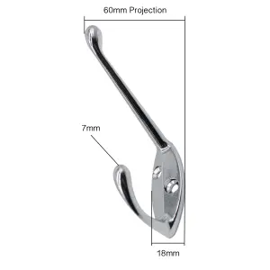 EAI - Chrome Coat Hook - 60mm - Polished Chrome - Pack of 4