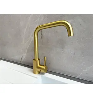 Reginox Salina BG Single Lever Square Neck Brushed Gold Kitchen Mixer Tap