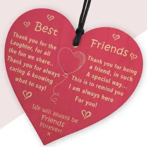 Red Ocean Best Friend Gift Wooden Heart Shaped Sign Best Friend Sign Friendship Gift Thank You Novelty Birthday Chic Plaque