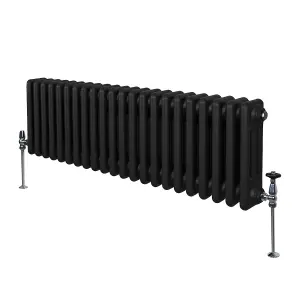 Traditional 3 Column Radiator - 300 x 1012 mm - Black