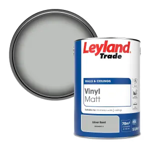 Leyland Trade Vinyl Matt Walls & Ceilings Emulsion Paint Silver Band (PPG0995-3) 5L