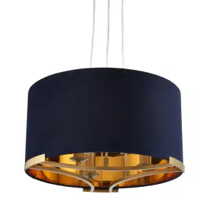 Eternal Contemporary Matt Navy Gold effect 3 Lamp Light pendant, (Dia)430mm