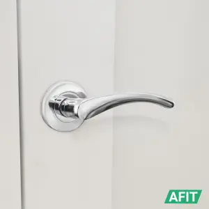 AFIT Chrome Internal Door Handle - 5 Pairs Polished Chrome Lever on Rose Round Handles - Novi Range