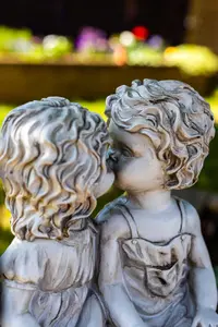 Kissing Kids Stone Effect Garden Ornament