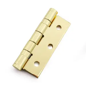 EAI Brass Stainless Ball Bearing Hinges Grade 7 - 76x50x2mm - Square Corners - PVD Brass - Pair Including Screws