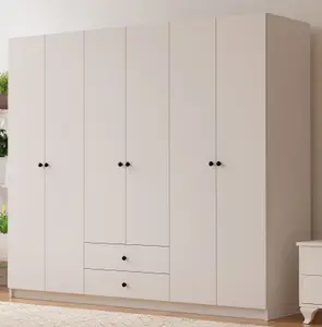 ECU 6 Door 2 Drawer White Wardrobe