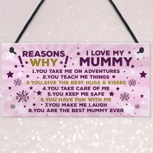 Red Ocean Reasons Why I Love My Mummy Birthday Gift Mummy Birthday Card Mothers Day Gift Plaque Mother And Daughter Gifts