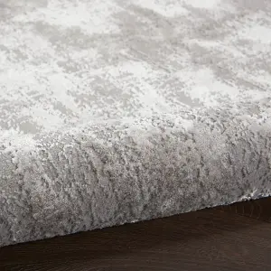 Silver Modern Easy to Clean Floral Optical/ (3D) Rug For Dining Room Bedroom Living Room-66 X 229cm (Runner)