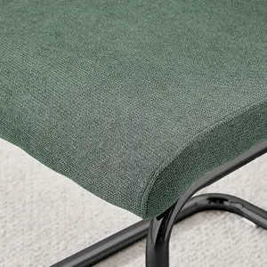 Furniturebox UK Lorenzo 2x Green Fabric Black Leg Dining Chair