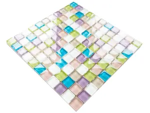 Glass mosaic on mesh for bathroom or kitchen 300mm x 300mm - Gummy bears