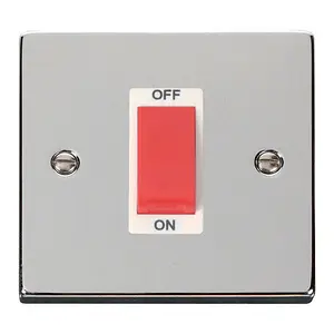 Polished Chrome 1 Gang Size 45A Switch - White Trim - SE Home