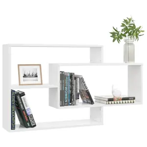 Jaleshia 3 Piece Rectangle Floating Shelf High Gloss White