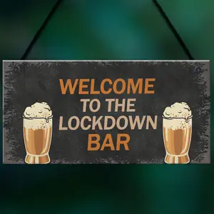 Red Ocean The LOCKDOWN Bar Funny Quarantine Plaques Novelty Home Bar Sign Man Cave Gifts