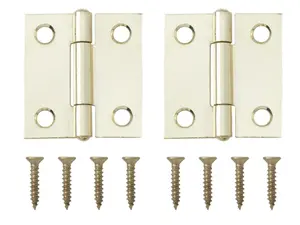 Brass-plated Metal Butt Door hinge NO73 (L)38mm (W)38mm, Pack of 2