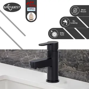 BATHWEST Basin Mixer Tap Matte Black Bathroom Sink Taps Single Lever Monobloc Basin Taps