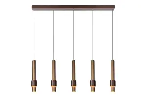 Lucide Margary Modern Pendant light - LED Dim. - 5x4,2W 2700K - Coffee