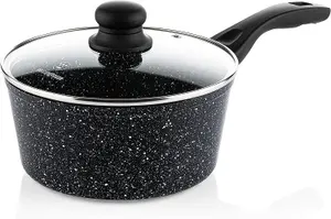 Westinghouse Non Stick Saucepan With Lid - 20 cm Black Marble